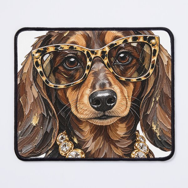 Item preview, Sassy Dachshund Leopard Glasses Dog Lover designed and sold by DesignArtist.ia.