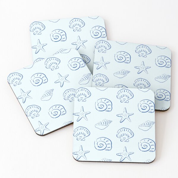 Item preview, Blue White Seashell Seamless Pattern Coastal Design designed and sold by Deanmindvortex.