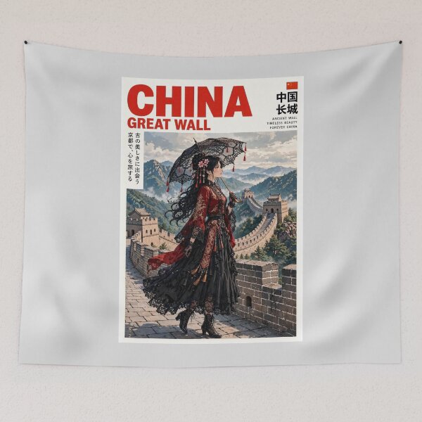 Item preview, China — Great Wall — Gothic Elegance Above the Mountains designed and sold by DibujandoPorfa.