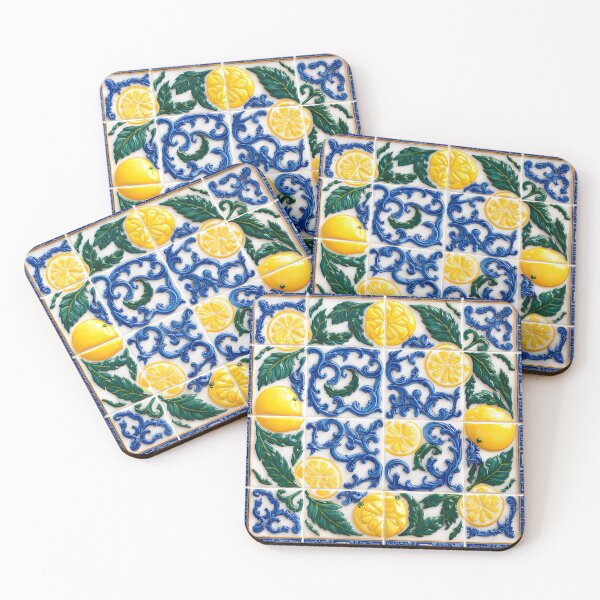 Item preview, Mediterranean Majolica Blue Citrus Pattern 06 designed and sold by The Design Asset Station.