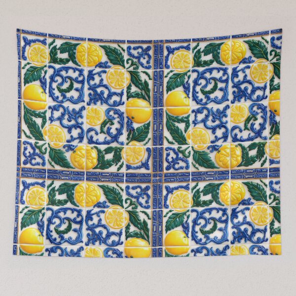 Item preview, Mediterranean Majolica Blue Citrus Pattern 06 designed and sold by The Design Asset Station.