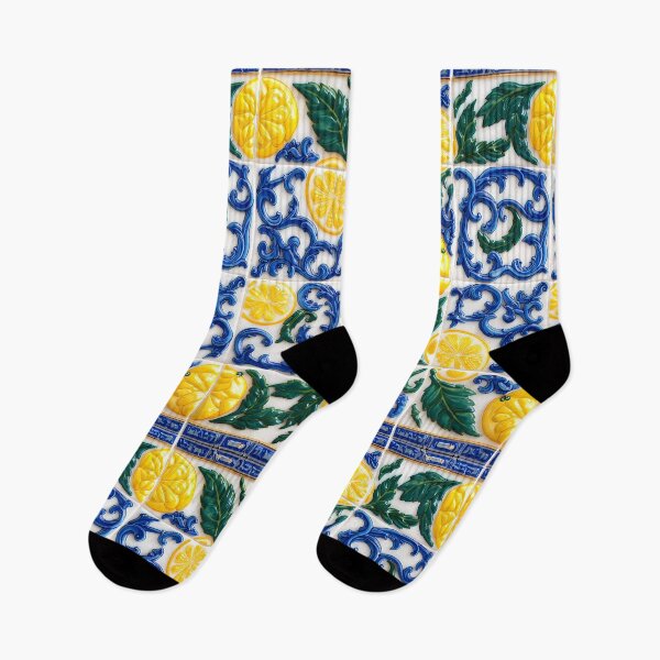 Item preview, Mediterranean Majolica Blue Citrus Pattern 06 designed and sold by The Design Asset Station.