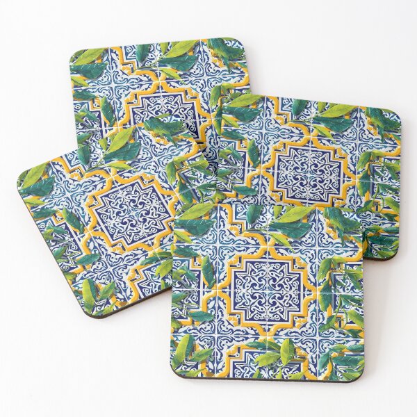 Item preview, Mediterranean Majolica Blue Citrus Pattern 08 designed and sold by The Design Asset Station.