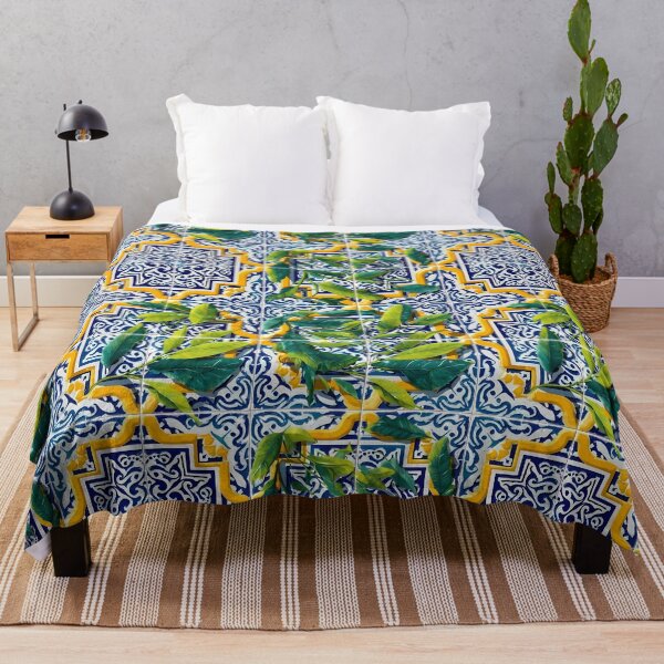 Item preview, Mediterranean Majolica Blue Citrus Pattern 08 designed and sold by The Design Asset Station.