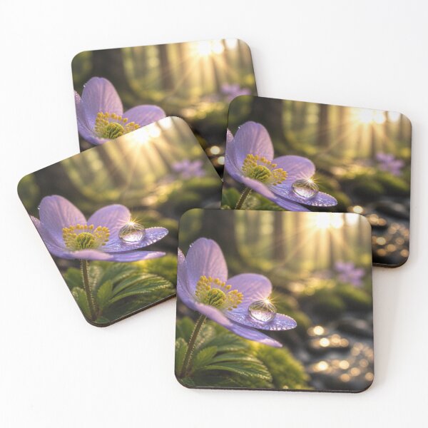 Item preview, Spring Dewdrop on a Wildflower – Vibrant Macro Nature Photography designed and sold by KrumaiFC.