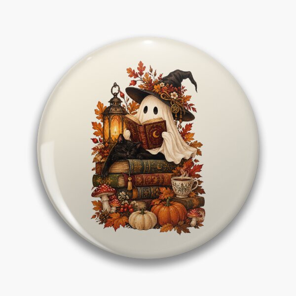 Item preview, Autumn Ghost Bookworm – Cozy Witchy Reading Aesthetic designed and sold by MetaModel Editions.
