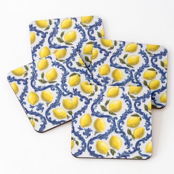 Item preview, Mediterranean Majolica Blue Citrus Pattern 10 designed and sold by The Design Asset Station.