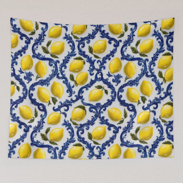 Item preview, Mediterranean Majolica Blue Citrus Pattern 10 designed and sold by The Design Asset Station.