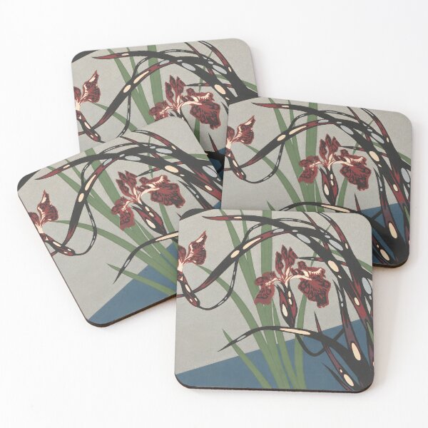 Item preview, Furuya Korin Burgundy Irises with Sweeping Leaves designed and sold by AuraMuse Studio.