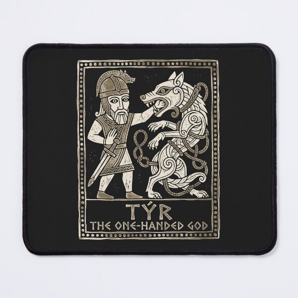 Item preview, Týr the One-Handed God – Fenrir Vendel Helmet Linocut designed and sold by Odd World.