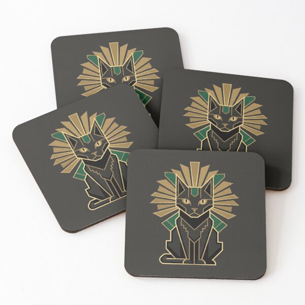 Item preview, Art Deco Egyptian Black Cat Bastet Gold Pharaoh designed and sold by @SHINTOSARTSTORE.