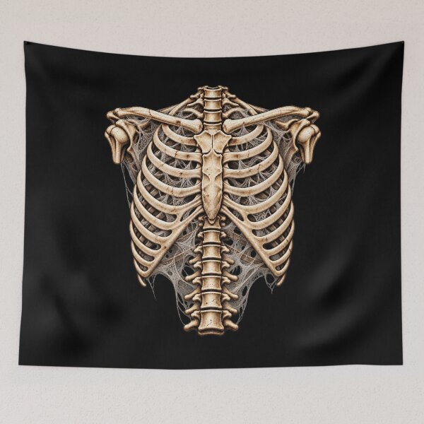 Item preview, Creepy Skeleton Ribcage with Cobwebs Gothic Horror Art designed and sold by Meandmyshop.