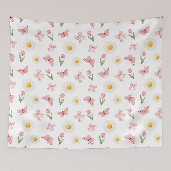 Item preview, Coquette Daisy Pink Butterfly Seamless Pattern designed and sold by Deanmindvortex.