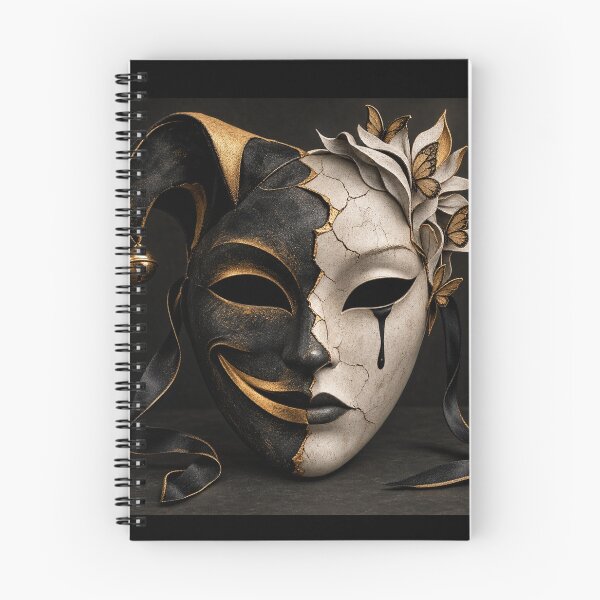 Item preview, The Two Faces of Mystery – Dark Surrealist Mask designed and sold by GoldenSparkleShop.