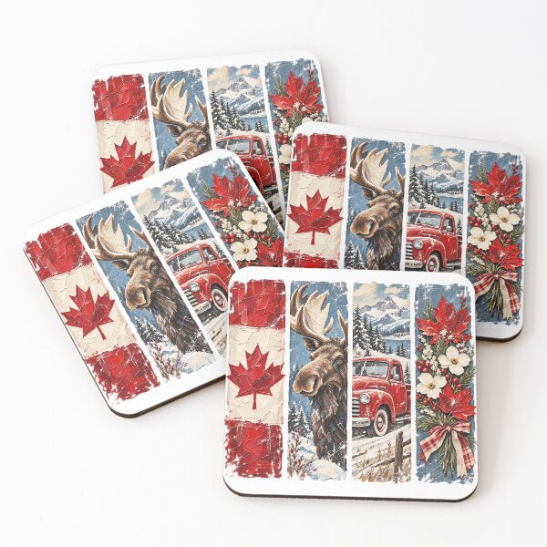 Item preview, Canada Moose Red Truck Winter Mountain designed and sold by DesignArtist.ia.