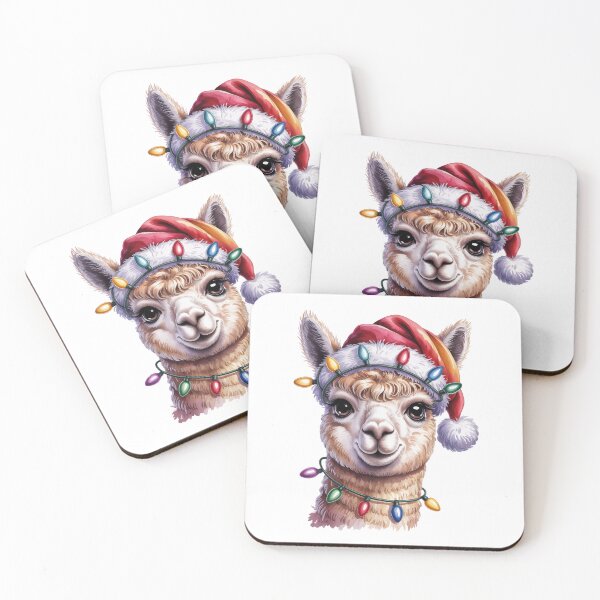 Item preview, Christmas Alpaca Santa Hat – Cute Holiday Llama Lights Art designed and sold by jkrphoto.