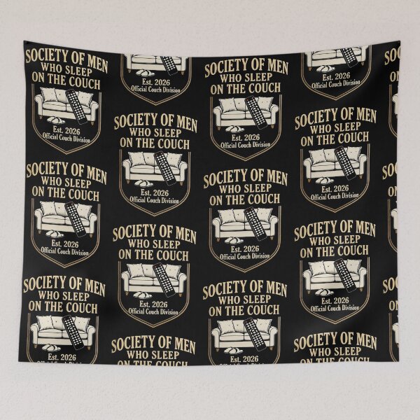 Item preview, Humorous couch sleeping society emblem with remote and slippers designed and sold by portokalis.