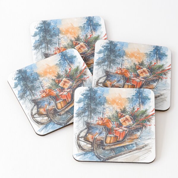 Item preview, Festive Sleigh with Gifts designed and sold by kolonjArt.