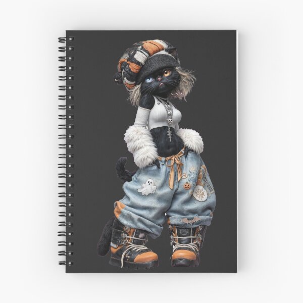 Item preview, Goth Streetwear Black Cat Anime Punk Character designed and sold by One City Two Children Studio.