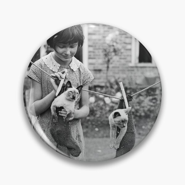 Item preview, Cat Mom, Three Siamese kittens hung up in socks on the clothes line to dry 1931 funny humorous fine art vintage black and white photograph designed and sold by Astrid Arkhangelsky.