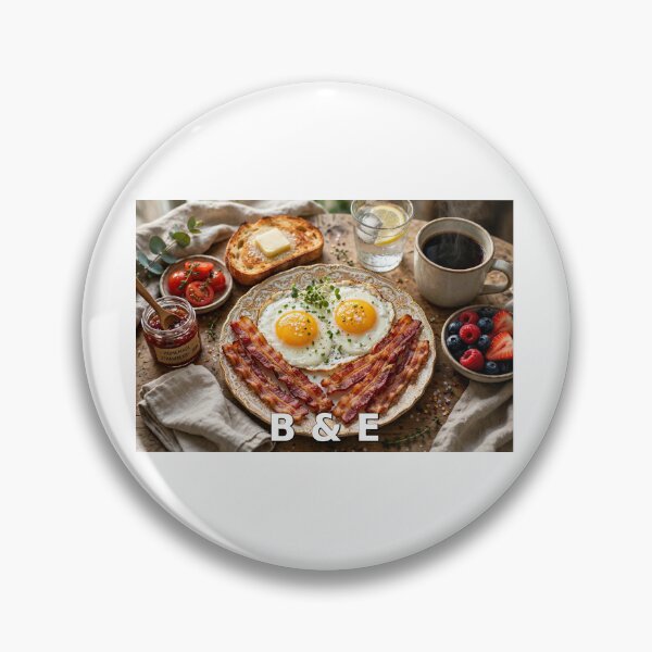 Item preview, B & E — Bacon and Eggs Breakfast on an Ornate Plate, Beautiful Morning Brunch designed and sold by Stevercortinas.
