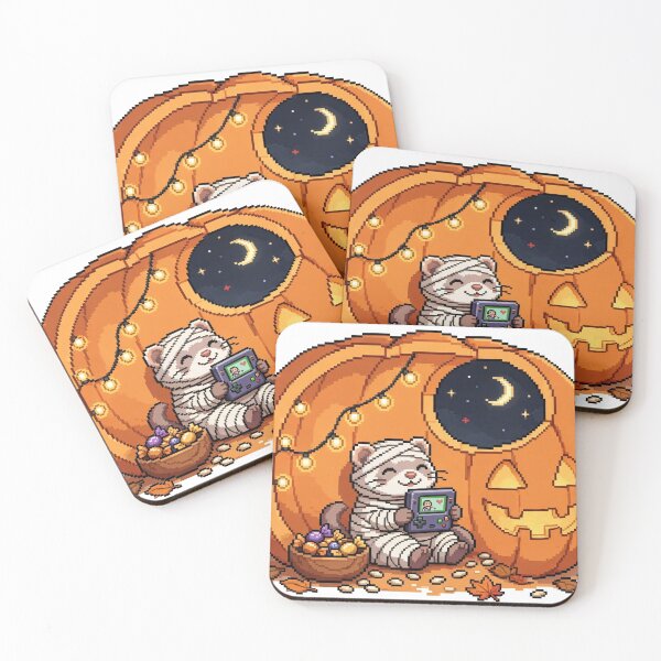 Item preview, Ferret Mummy Gamer Pumpkin Den Pixel Art designed and sold by Ebodega.