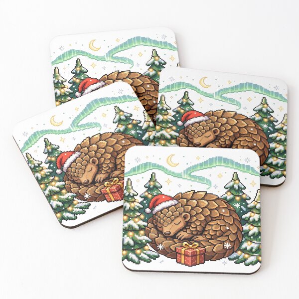 Item preview, Pangolin Santa Gift Christmas Pixel Art designed and sold by Ebodega.
