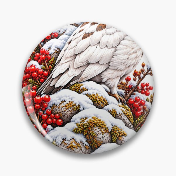 Item preview, The Snowbound Watcher | Ptarmigan-Like Winter Bird Art designed and sold by Norvian.