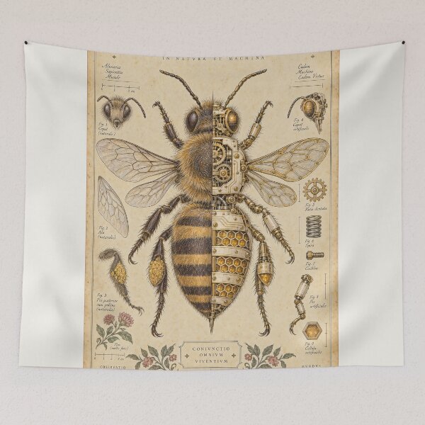 Item preview, Apis Mellifera Honeybee Natura et Machina Cyber Renaissance Plate designed and sold by DMarquiseArt.