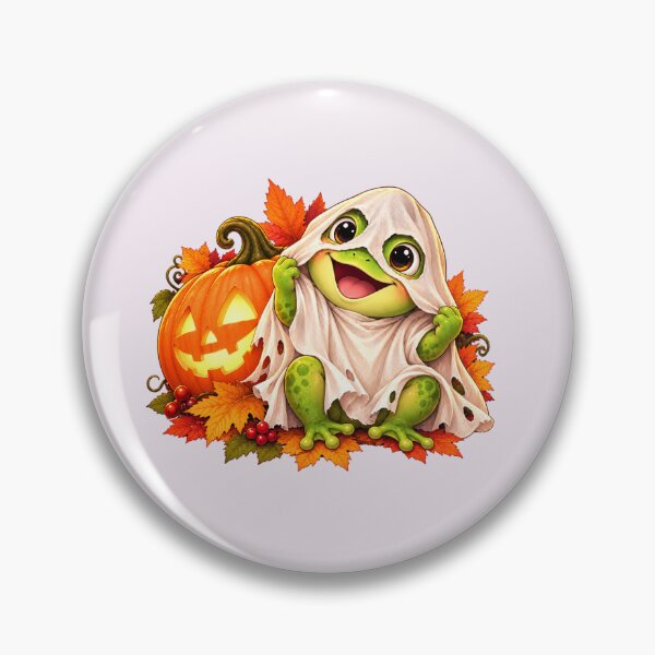 Item preview, Adorable Frog Ghost with Halloween Pumpkin designed and sold by Safe Haven Pets.