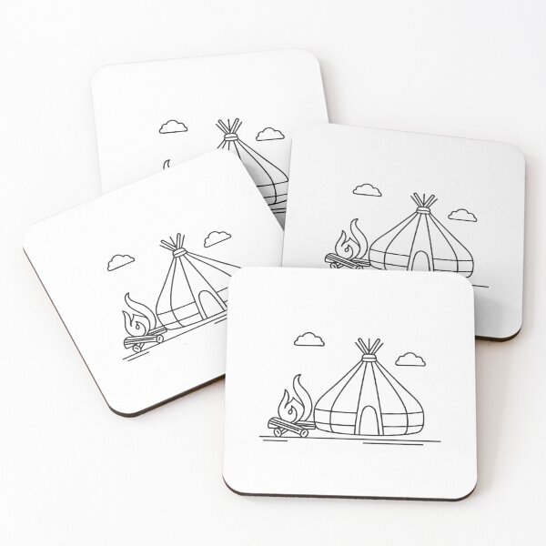 Item preview, A yurt beside a campfire under a starry sky designed and sold by rasagamastore.