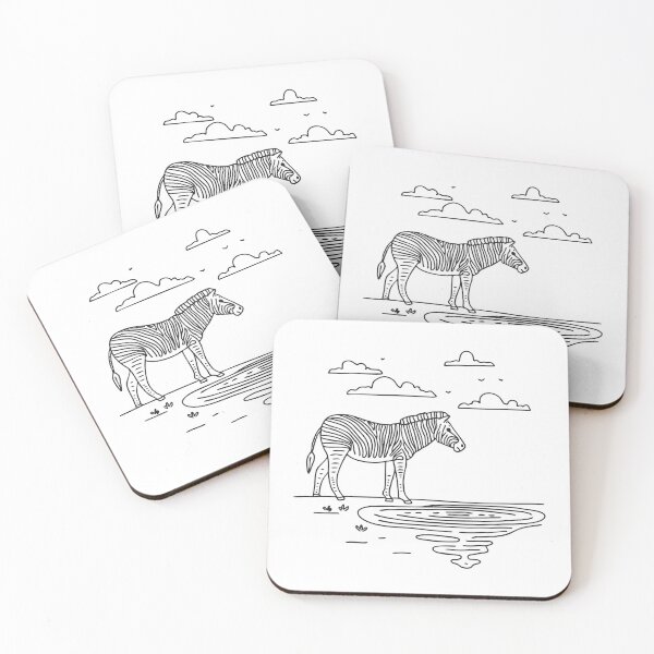 Item preview, A zebra close to a watering hole reflecting the sky designed and sold by rasagamastore.