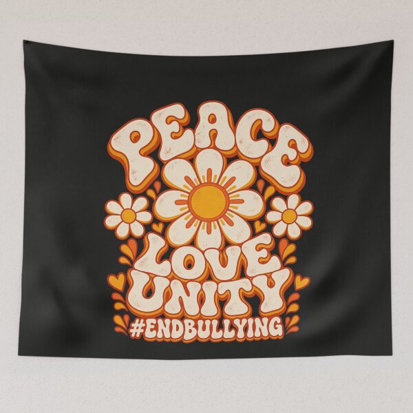 Item preview, Peace Love Unity Retro Daisy Orange Groovy Anti Bullying Art designed and sold by AmiGraph.