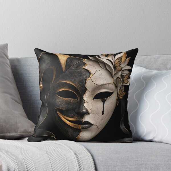Item preview, The Two Faces of Mystery – Dark Surrealist Mask designed and sold by GoldenSparkleShop.