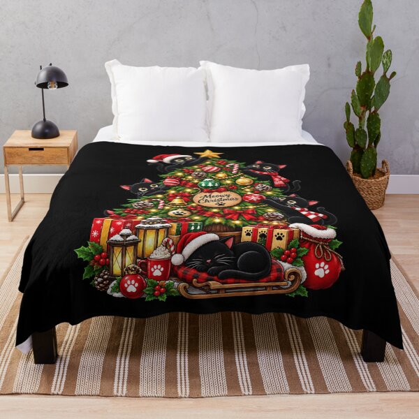 Item preview, Festive black cats decorating a Christmas tree designed and sold by rafaeltto.