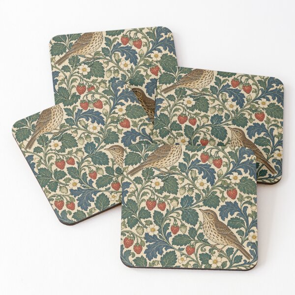 Item preview, Thrushes & Strawberries – William Morris Inspired Woodland Design designed and sold by Paper-Pickle.