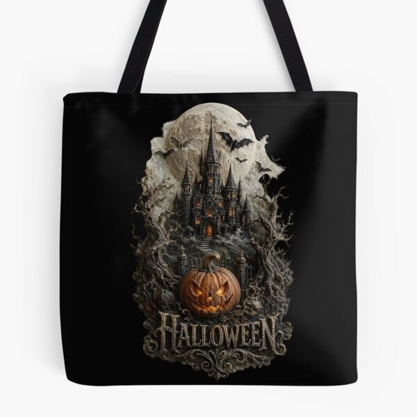 Item preview, Spooky Halloween Haunted Castle Pumpkin designed and sold by RendszikeStudio.