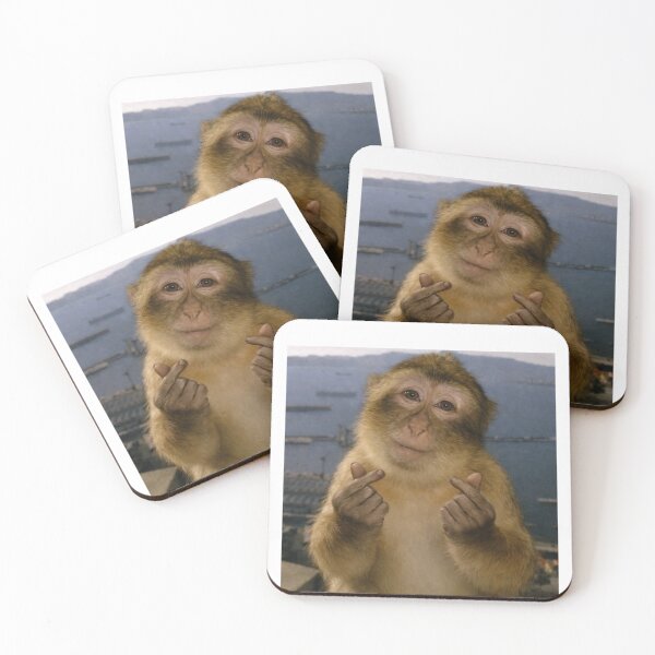 Item preview, Funny Monkey K-Pop Finger Heart Meme designed and sold by yuennbunn.