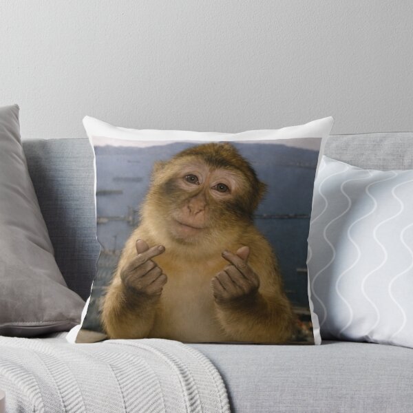 Item preview, Funny Monkey K-Pop Finger Heart Meme designed and sold by yuennbunn.