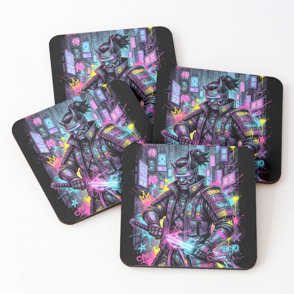 Item preview, Neon Cyberpunk Samurai - Grunge Neo-Tokyo Streetwear designed and sold by AetherNovus.