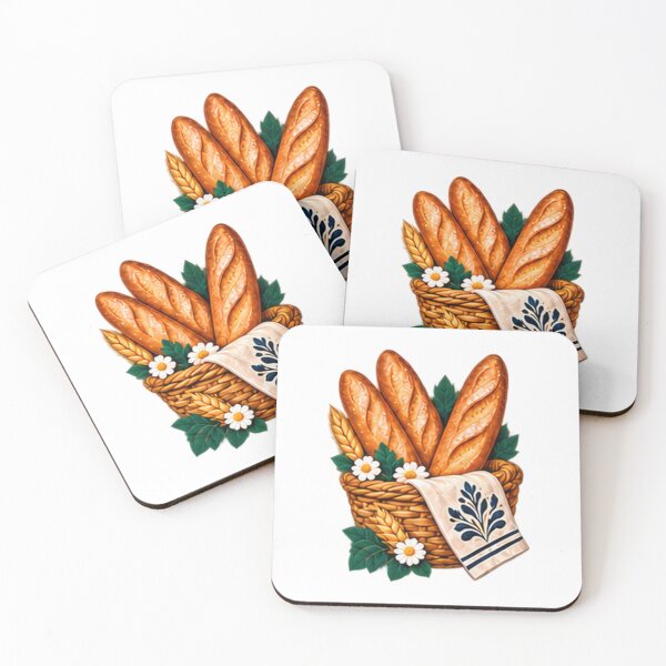 Item preview, Basket of Baguettes with Folk Embroidered Towel designed and sold by H. Doucette Studio.