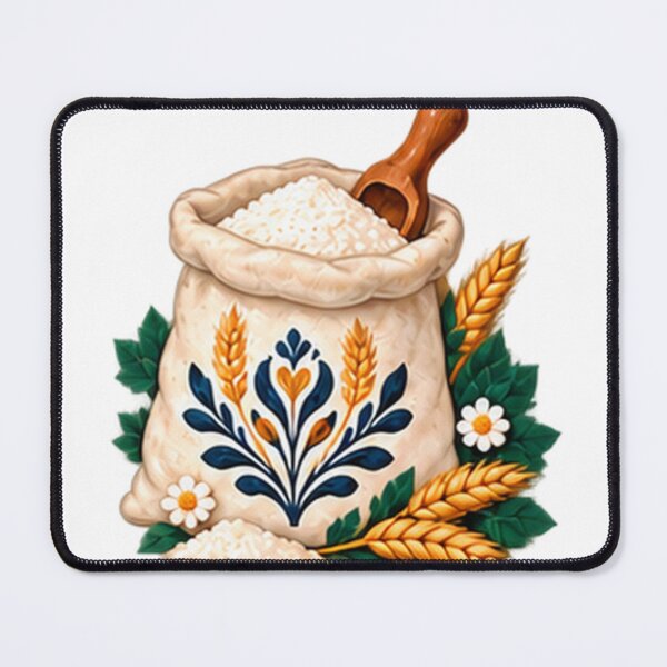Item preview, Folk Painted Flour Sack with Wooden Scoop designed and sold by H. Doucette Studio.