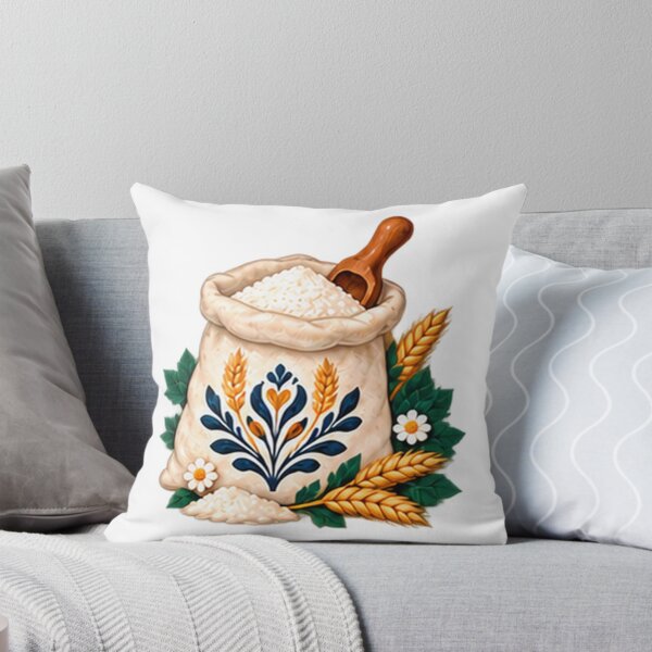 Item preview, Folk Painted Flour Sack with Wooden Scoop designed and sold by H. Doucette Studio.