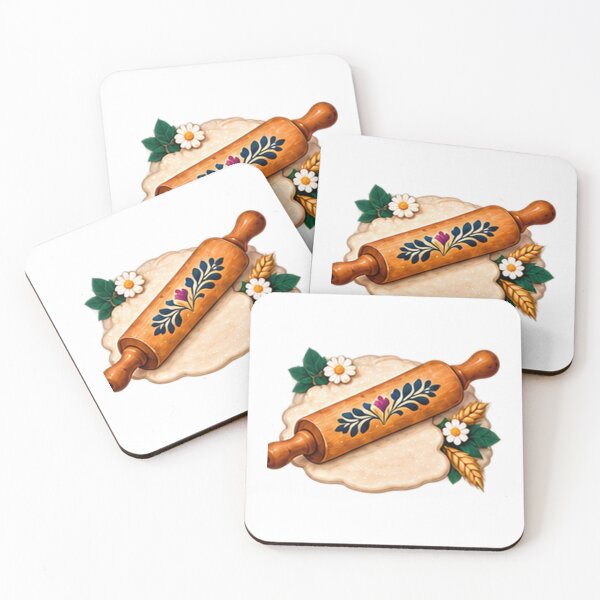 Item preview, Folk Painted Rolling Pin on Rolled Dough designed and sold by H. Doucette Studio.