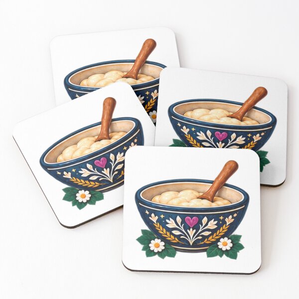 Item preview, Navy Folk Mixing Bowl with Dough and Wooden Spoon designed and sold by H. Doucette Studio.