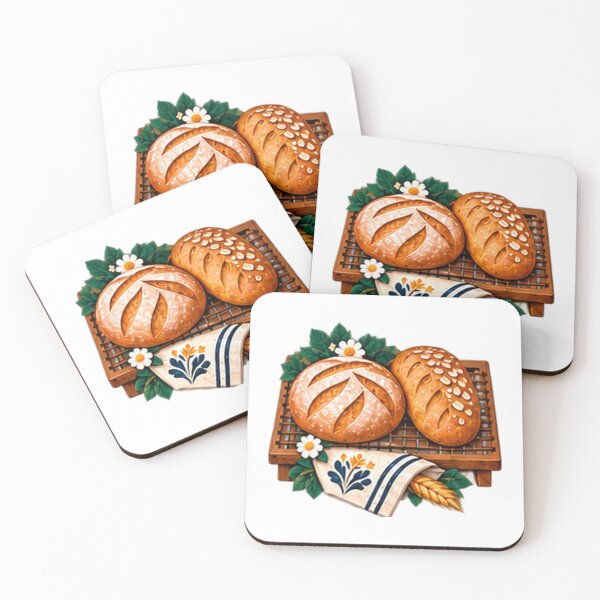 Item preview, Fresh Loaves on a Wooden Cooling Rack designed and sold by H. Doucette Studio.