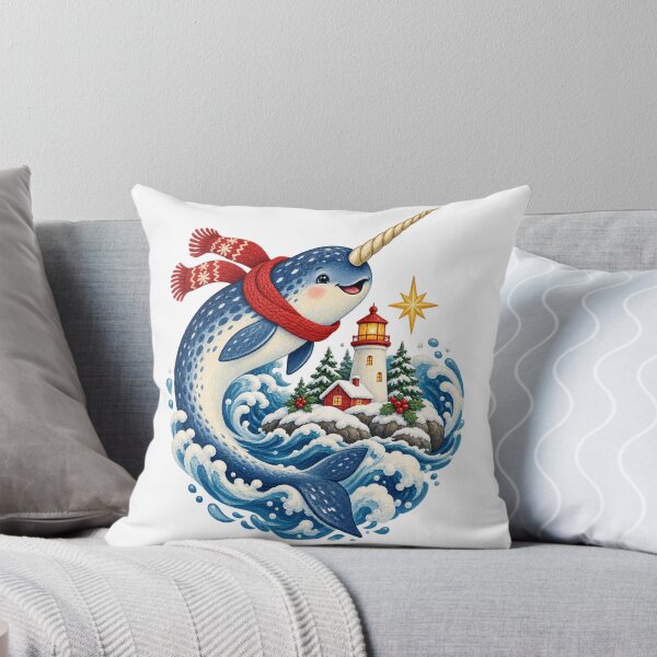 Item preview, Christmas Narwhal Coastal Lighthouse designed and sold by TeNovaStudio.