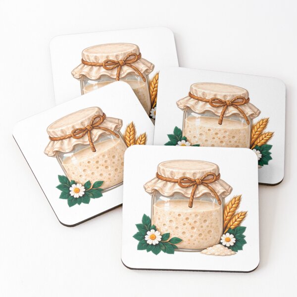 Item preview, Bubbly Sourdough Starter Jar with Cloth Lid designed and sold by H. Doucette Studio.