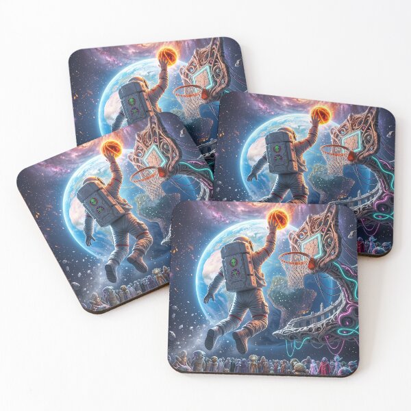 Item preview, Cosmic Basketball Slam Dunk Astronaut Surreal Art Poster designed and sold by Rain-Road.