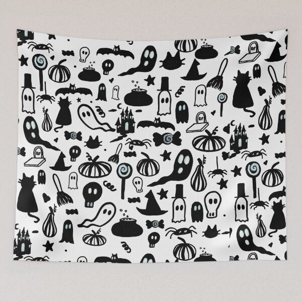 Item preview, Continuous Pattern Halloween Black and White Ghosts designed and sold by ElizabethCoelho.